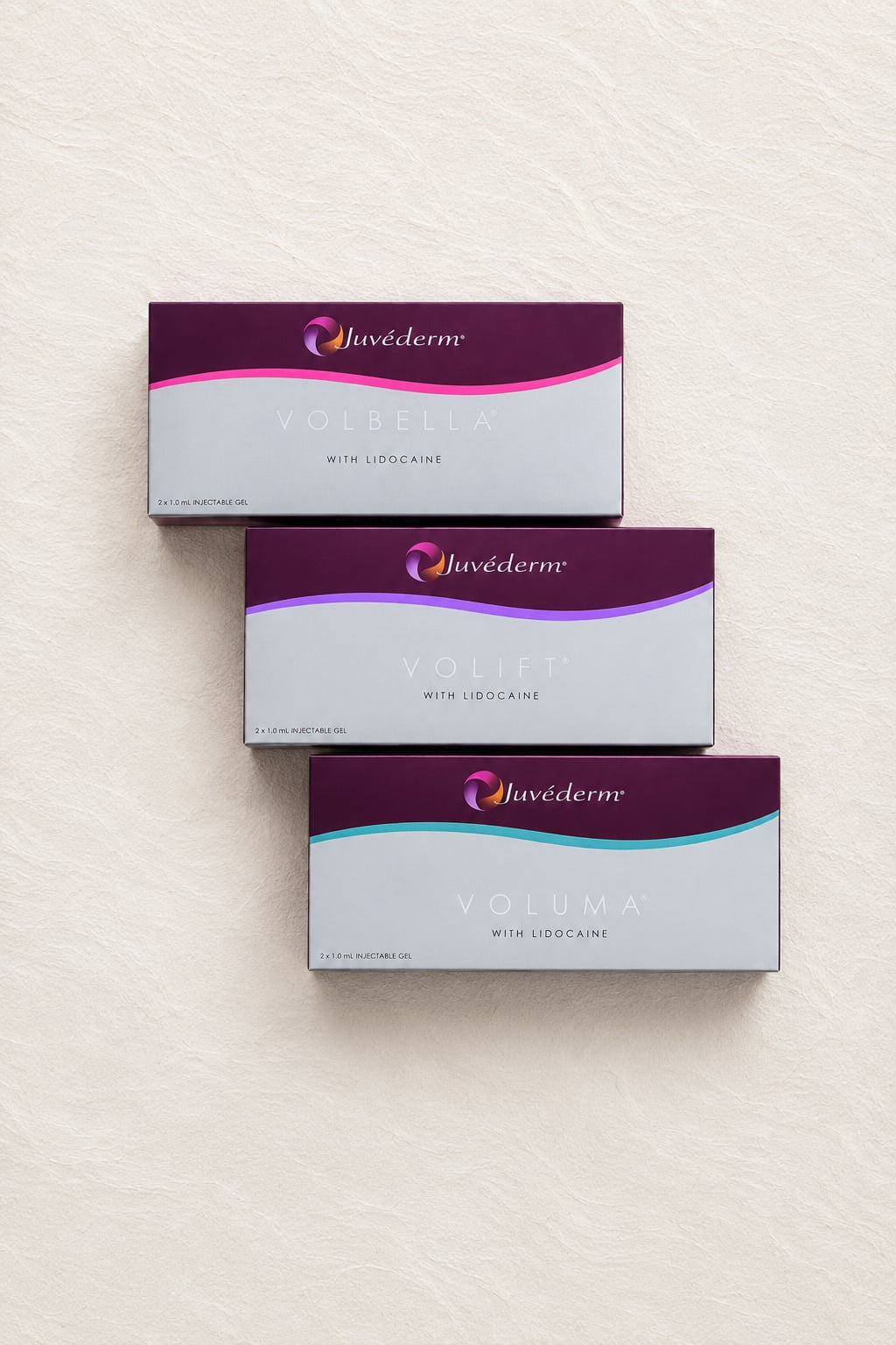 Juvéderm filler product boxes