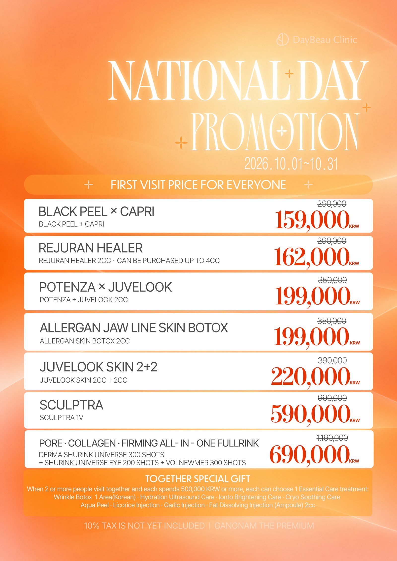 DayBeau Gangnam National Day Promotion bulletin — October
